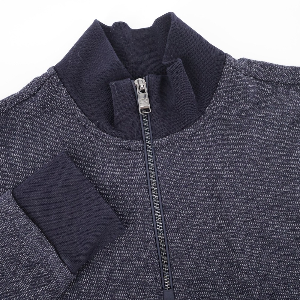 BOSS Hugo Boss Textured Quarter Zip Pullover Navy Long Sleeve Mens Small Shirt
